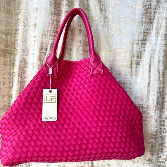 Ithaca Woven Neoprene Tote With Pouch Urban Expressions Magenta Vegan NWT - Picture 8 of 8